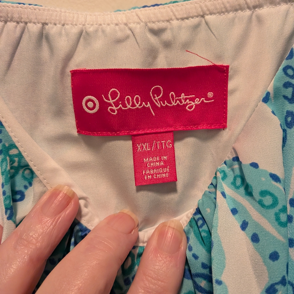 Lily Pulitzer Blue And White Summer Dress XXL Beach Lake Cruise Vacay - Picture 6 of 9